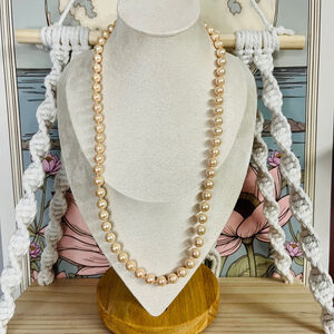 Vintage Faux Pearl Beaded Necklace Cream Round Beads Simulated‎ Imitation